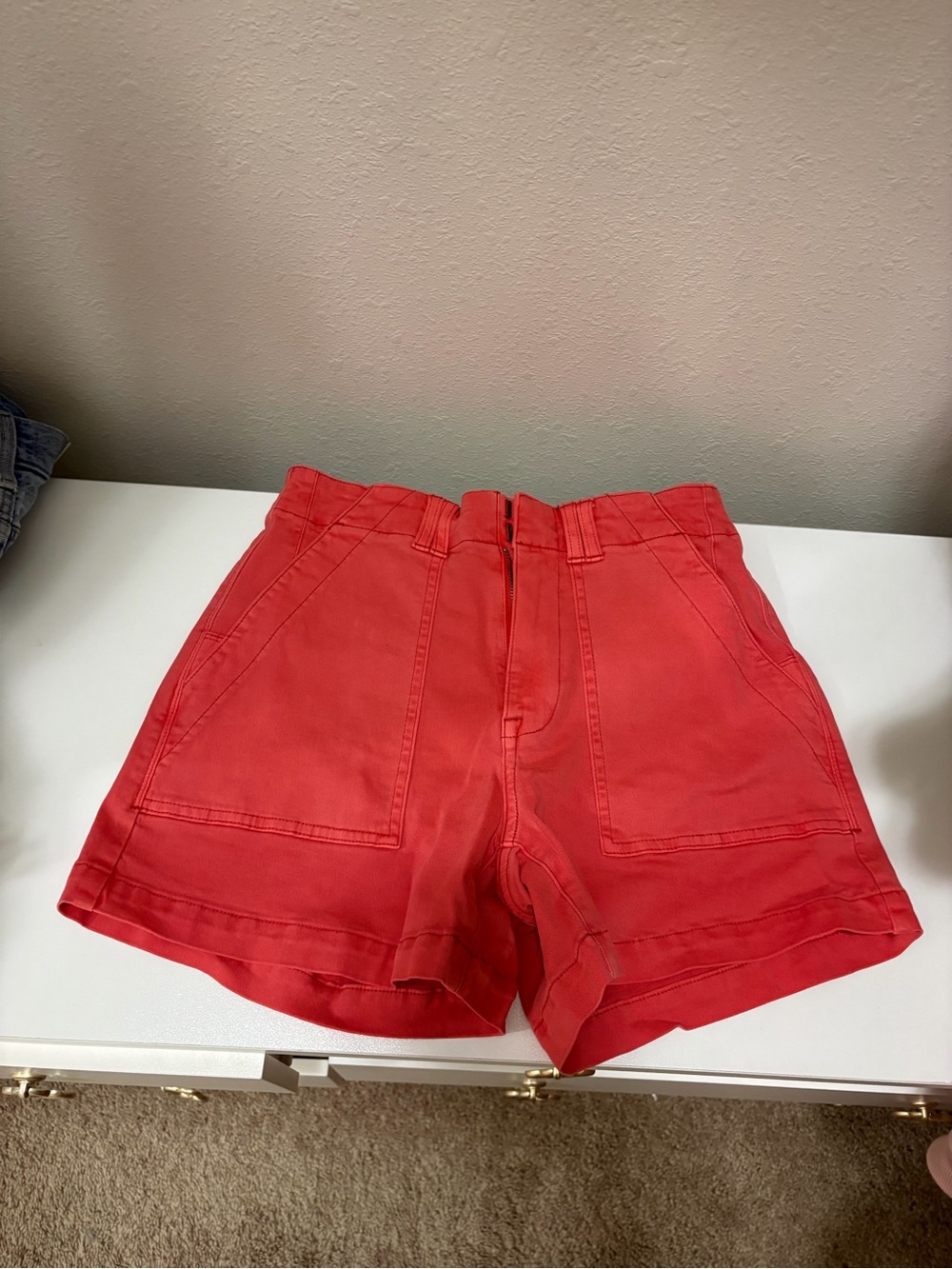 pistola High-Rise Red Utility Shorts